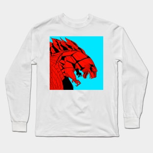 mecha gojira ecopop in red of fire kaiju madness art Long Sleeve T-Shirt